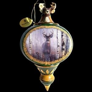 VTG Birch Buck Deer Christmas Holiday Ornament 2001 Bradford Editions Woodland